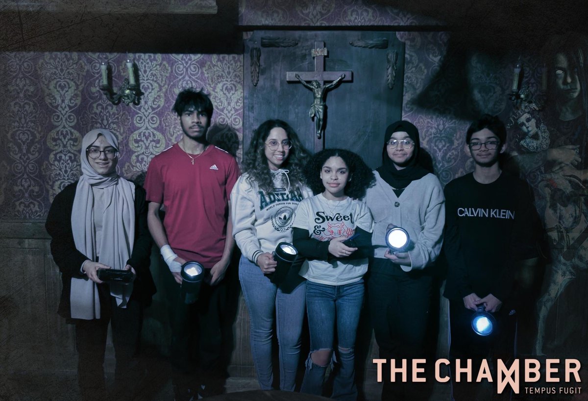 MissNehalMehta's tweet photo. Visited the best escape room in Prague, The Chamber. What an experience! Glad we all stuck together and escaped with 2 minutes to spare!!! @HarrowHighSch #NeverAgain #hauntedhouse https://t.co/JCmC8p5jkq