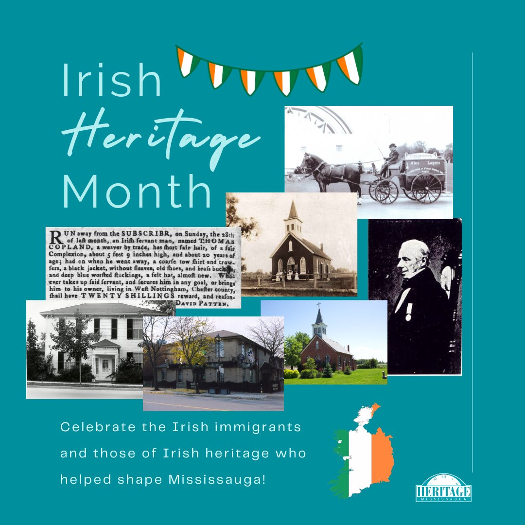 March is Irish Heritage Month, celebrating the incredible history of Ireland and the contributions of Irish Canadians to our country. Follow us on all socials to get links to content on Mississauga's Irish Heritage throughout the month. #irishheritagemonth #mississauga