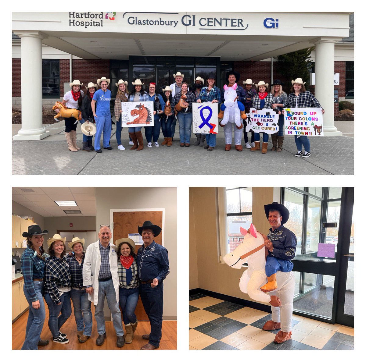 Round up your colons, there’s a screening in town! Giddy up to Glastonbury for #ColorectalCancerScreening. #45isthenew50. #DressInBlueDay @AmCollegeGastro