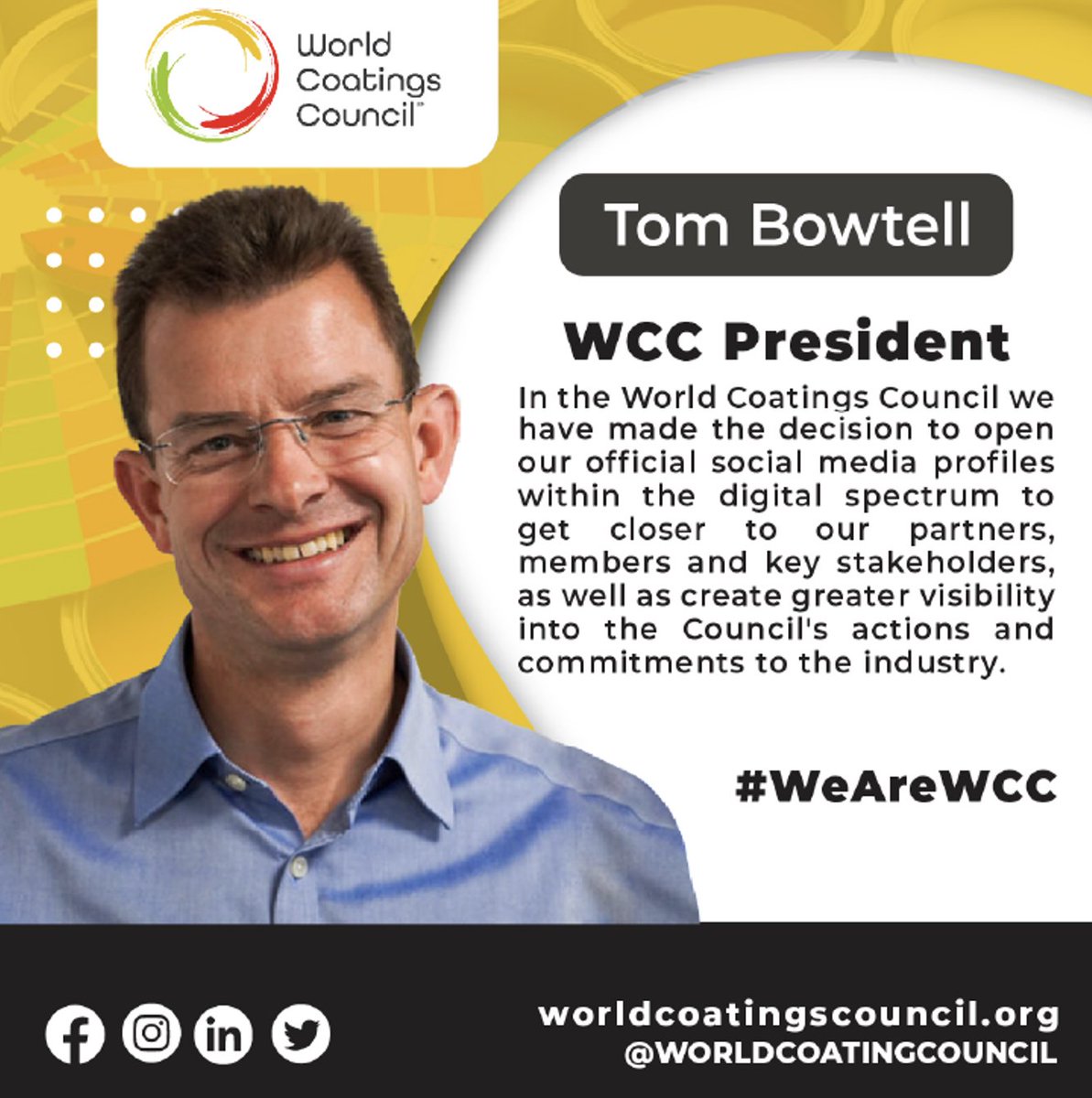 coatings_world's tweet photo. Learn more about us! At the World Coatings Council we have worked to improve communication and policy coordination on issues of international concern to the paint and printing inks industry.

@TomBowtell  

#ForABetterIndustry #WeAreWCC https://t.co/1RZlKmBKWE