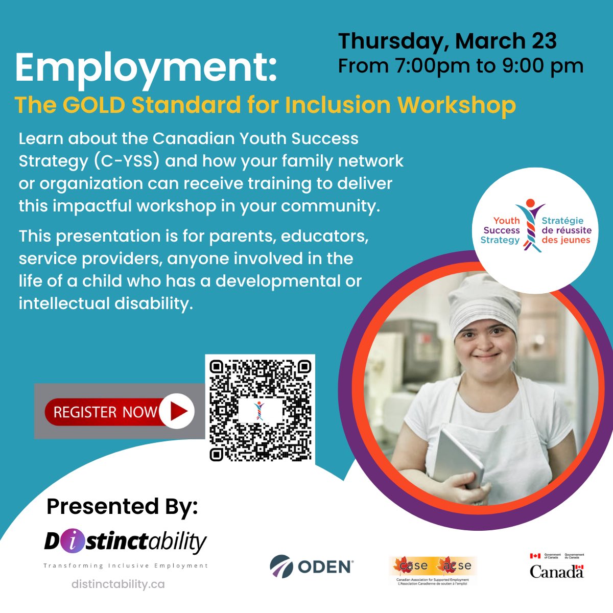 What does it take to create an inclusive employment vision for young people w/ developmental and/or intellectual disabilities? Based in #NovaScotia ?! Join March 23 7– 9pm AT w/ <a href="/odenetwork/">ODENetwork</a> to learn about the Youth Success Strategy &amp; "Employment: The Gold Standard for Inclusion"