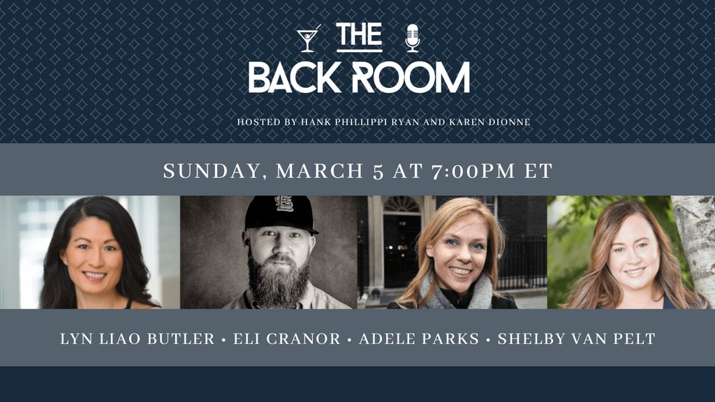 Can you believe this panel of incredible authors? WOW. Chat up close and zoom personal with @elicranor @lynliaobutler @adeleparks & @shelbyvanpelt on Sunday March 5 7PM ET in THE BACK ROOM! ⁠w/hosts @HankPRyan & @KarenDionne Registration is free! the-back-room.org/march-5/