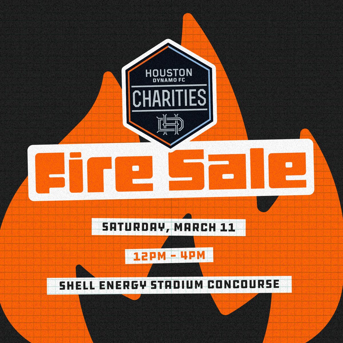 Houston - IT'S BACK 🔥 Register today for a time slot for our 2023 Fire Sale - all proceeds benefit Dynamo Charities and support our mission of using soccer to support communities in the greater Houston area 🧡 🔗 bit.ly/41LGJ9u 🔗