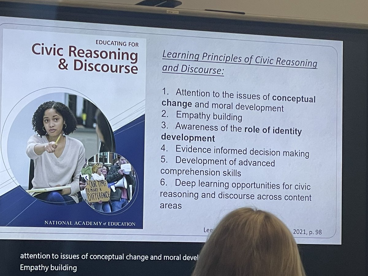 reneehobbs's tweet photo. At #MES2023, @RKGee studies how HS teachers can support civic reasoning and discourse with a critical media literacy perspective, building on this fine initiative https://t.co/X3bDBydkLB #CourageousRI https://t.co/m4m8A3vbSo