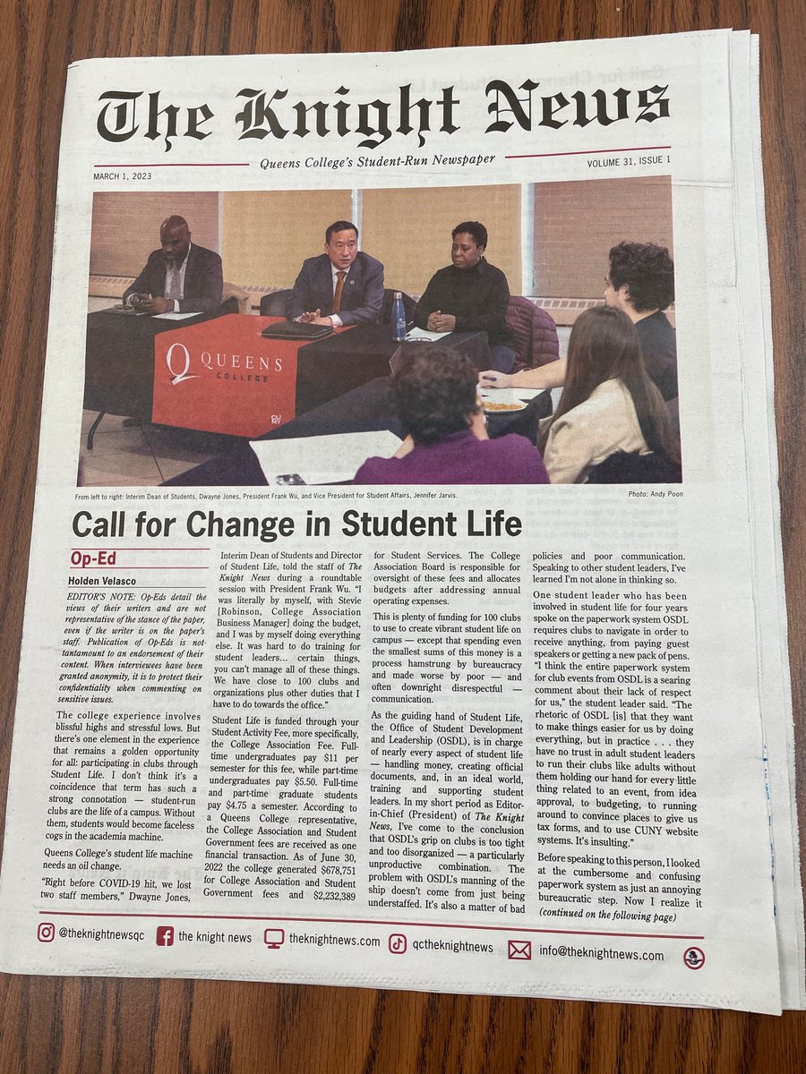 Did you grab your copy of The Knight News newspaper yet 🗞 !? We have officially went back to printing out our articles since Spring 2020 ! Grab your copy while you can , more issues will be published soon ! #TheKnightNews #Queenscollege #CUNY