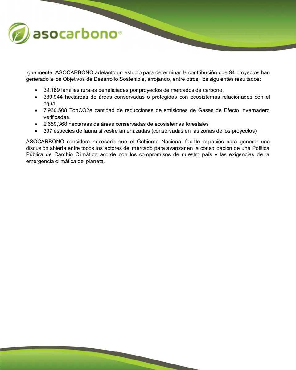 Asocarbonocol's tweet photo. COMUNICADO DE PRENSA sobre las declaraciones de @MinAmbienteCo, respecto a la creación de una agencia de restauración ecológica, cambio climático y biodiversidad. https://t.co/eKKvK9Mydx