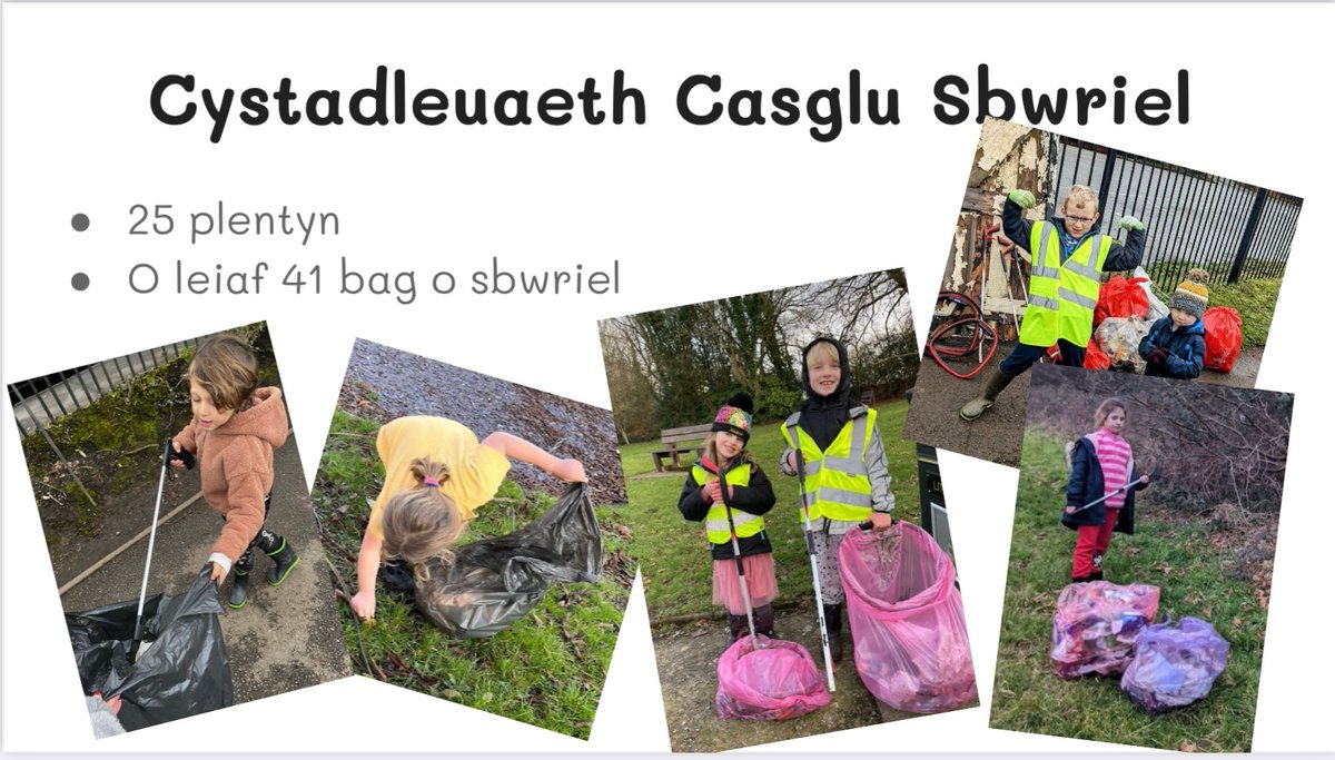 IforHael's tweet photo. 25 pupils. 41 bags of litter. Congratulations to the YGIH family for completing the litter picking challenge. An extra congrats to OJ for winning the prizes and Dosbarth OG for having the most entrants #YGIHeco 

Diolch @GreenBettws and @CivilNewport for donating prizes 🌍🚯 https://t.co/44NovmKmsV