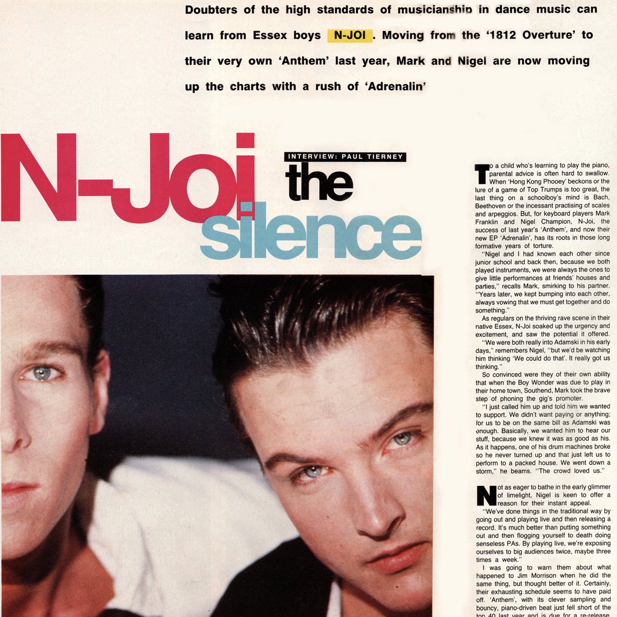 “Record Mirror” - March 1991 - interview 
#njoi #recordmirror #musicinterview #dancemusic #interview #deconstructionrecords #ravers #acidhouse