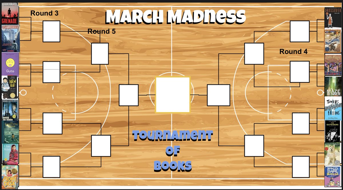 MrsKnappLAS's tweet photo. March Madness Book Tournament will begin on Monday at LMS! This year, we had great suggestions from students about what books should be included and we had many students volunteer to record book talks! Thank you to everyone that recorded!  @ArlingtonCSD   @LaGrange_Middle https://t.co/gmfkCaC2uR