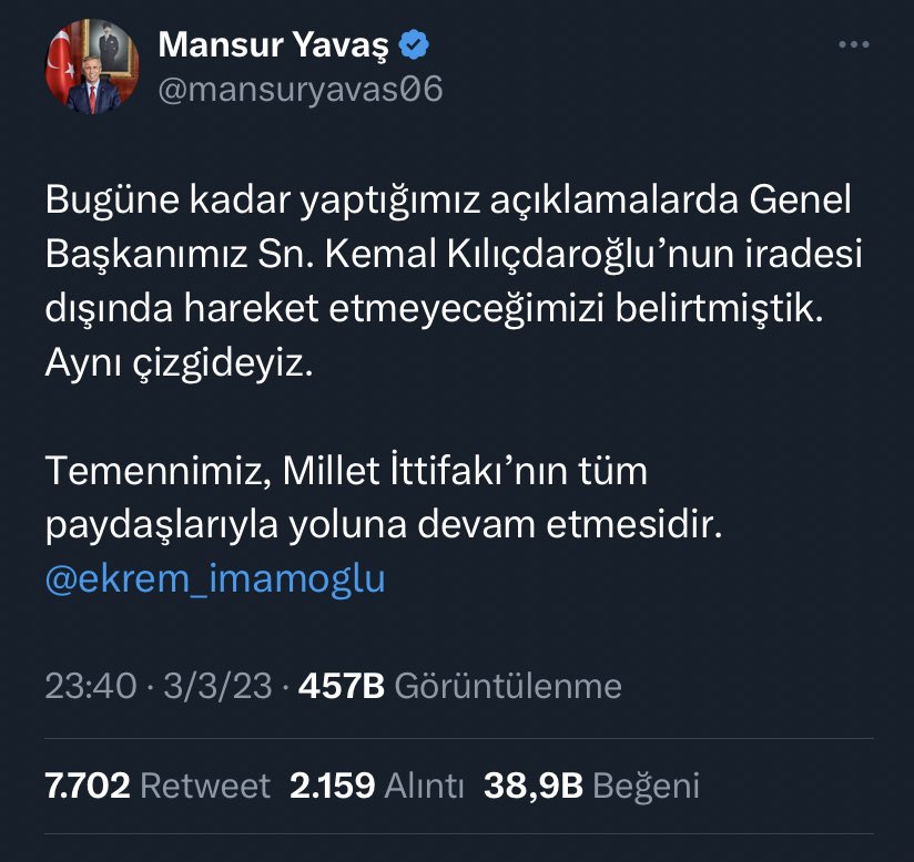 ist_libertaa's tweet photo. Mansur Yavaş ve Ekrem İmamoğlu İHANET etmeyeceğiz, FİTNE çıkartmayacağız, AKP’ye çalışmayacağız dediler. 1000 defa helal olsun size. Kendinize yakışanı yaptınız.👏🏼♥️
#ekremimamoğlu
#MansurBaskanAdayOl https://t.co/gpKVtDO9x9