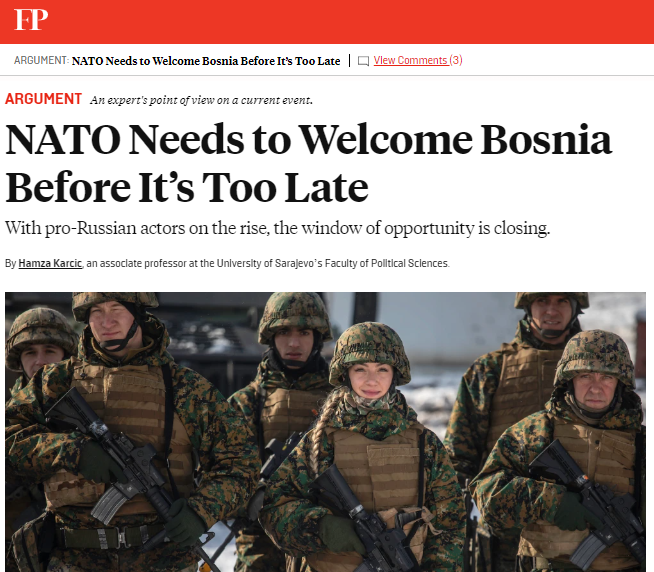 suljagicemir1's tweet photo. NATO Needs to Welcome Bosnia Before It’s Too Late: With pro-Russian actors on the rise, the window of opportunity is closing. @KarcicHamza https://t.co/g8Bm9Hugim https://t.co/6hwCsgEYrt