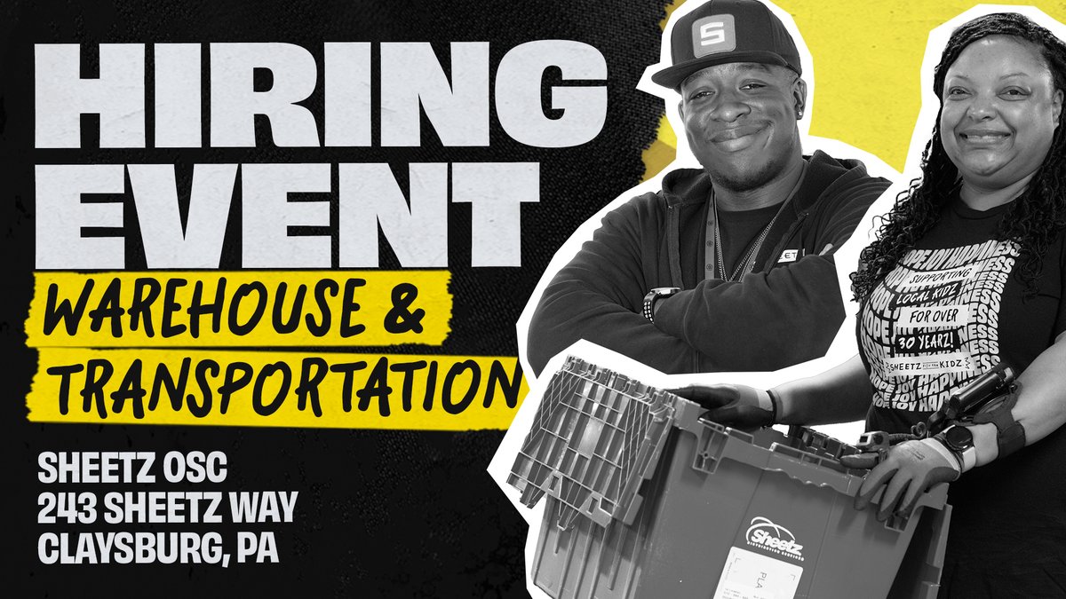 SheetzJobs's tweet photo. Have you heard?! We are looking to add new high-energy, dependable Warehouse & Transportation members to our #SheetzFam!
Make sure to RSVP for your on-the-spot interview on Monday, March 6th from 9am-6pm! https://t.co/MasbXZzePp https://t.co/IbslJYe5kJ