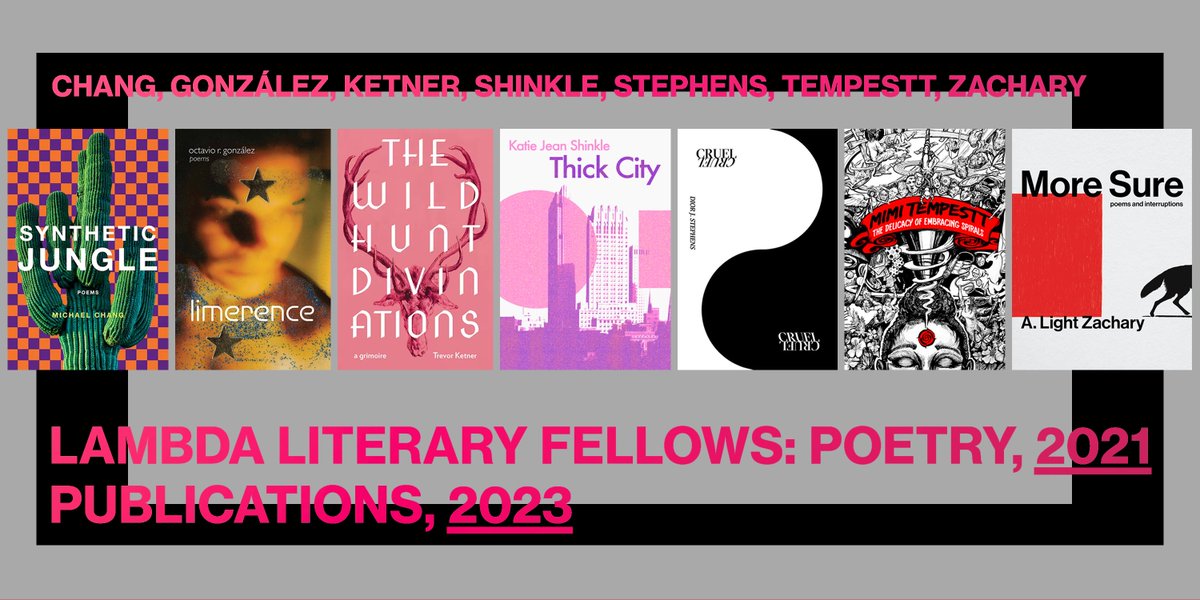 alightupon's tweet photo. SEVEN of we compatriot @LambdaLiterary Fellows in poetry (20/21) will publish books this year: @mchangpoet, @TaviRGonzalez, Trevor Ketner, Katie Jean Shinkle, @dolphinneptune, @MimiTempestt, and me. What power.
Preorder links in thread... https://t.co/2RiAJ7hiMg