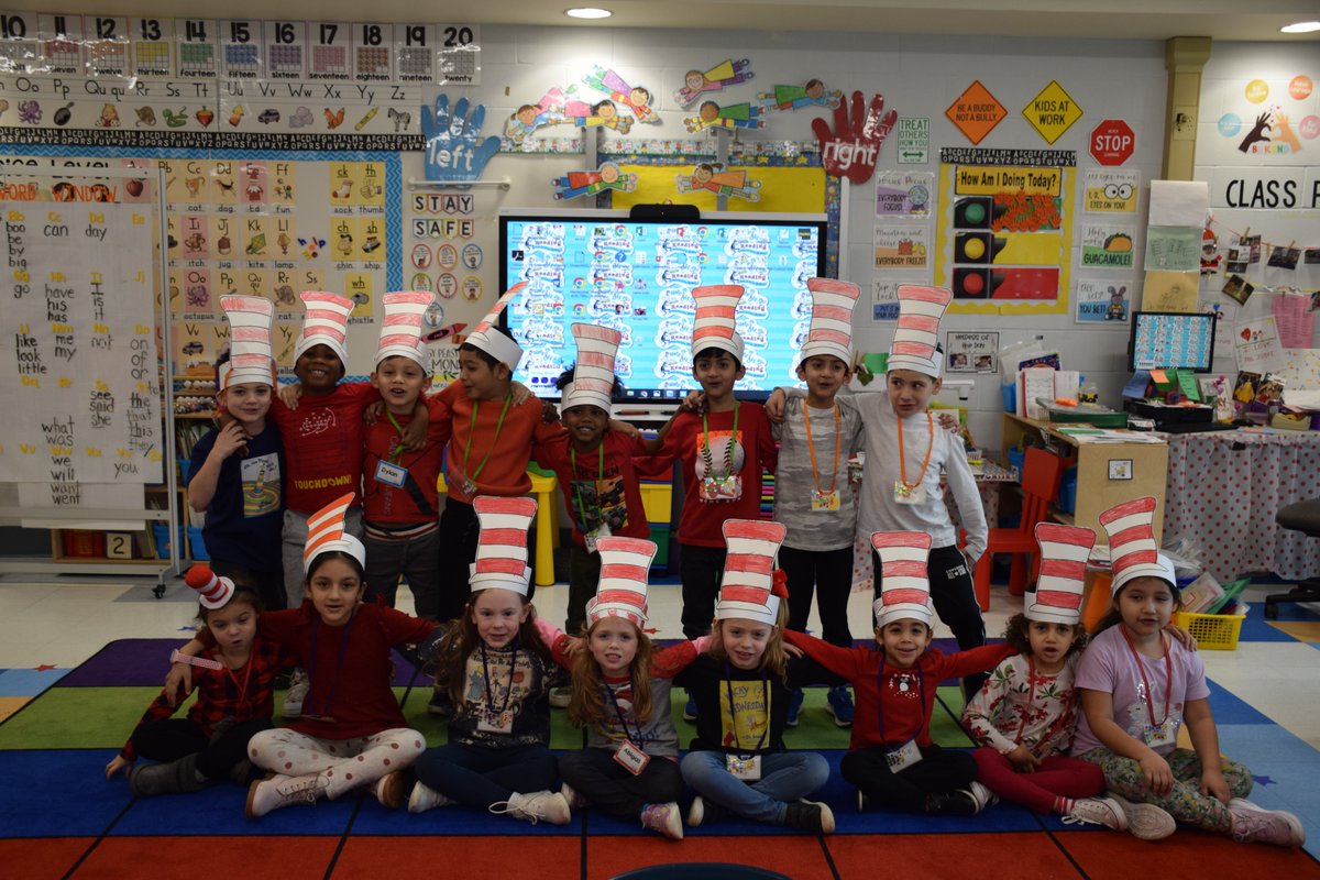 ConnetquotCSD's tweet photo. Slocum students celebrated Dr. Suess’ birthday on March 2 and Read Across America Day by wearing red and white clothing and Seuss attire. The day was filled with literacy activities to celebrate the power of reading. #myconnetquot #connetquotLEADS https://t.co/EiBzProaFV