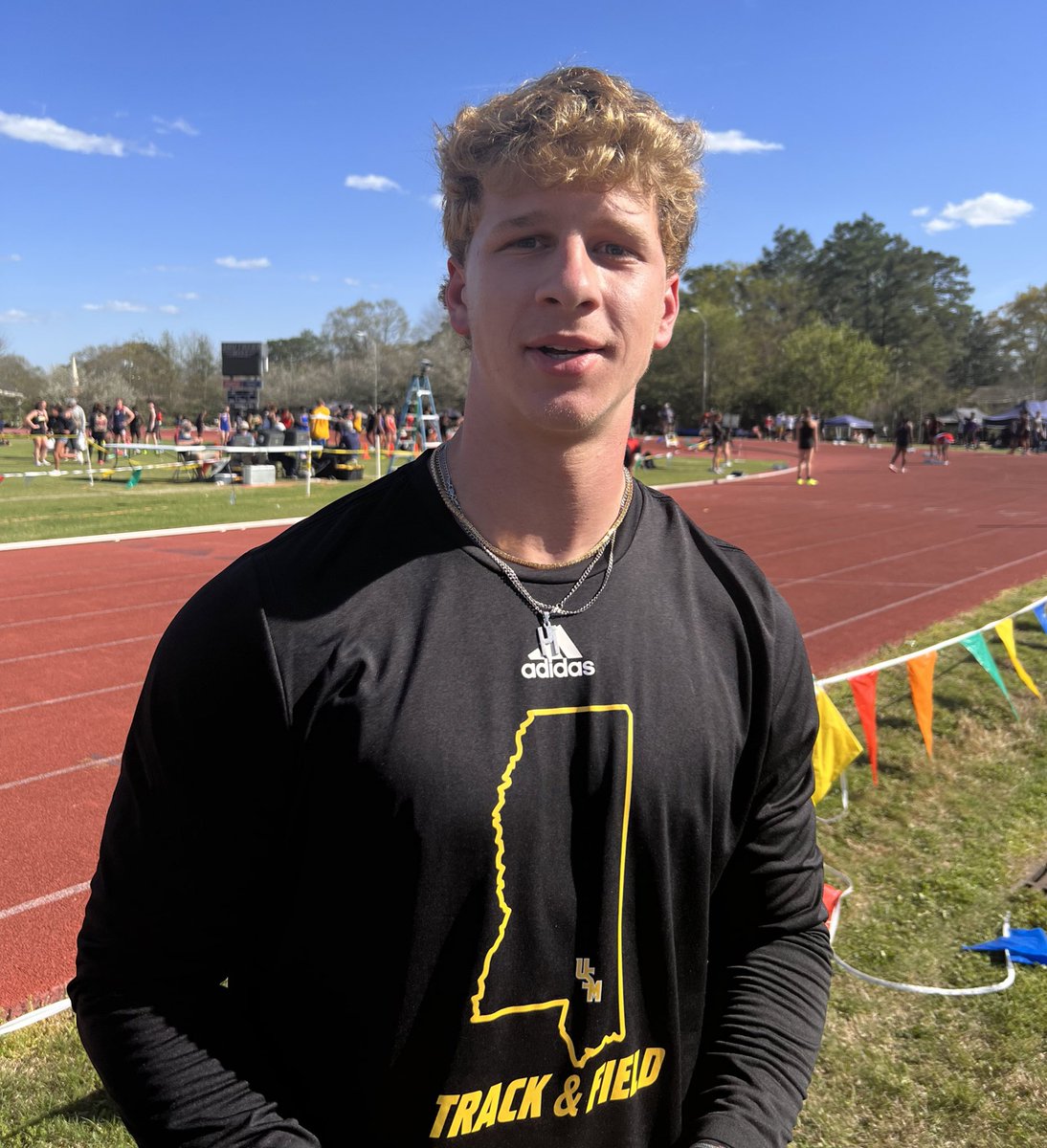 MRA Track and Field Alum and 300m Hurdle school record holder and a member of the State Record setting 400m relay team, Cam Covey at USM meet.