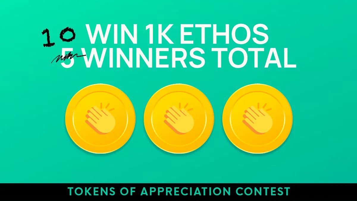 Ethos_io's tweet photo. We continue to receive overwhleming support of the new #Ethos_io launch. So, we're extending the #TokensOfAppreciation contest until 3/15 and doubling the number of potential winners from 5 to 10. Thanks to all in participation!
Just visit: https://t.co/YosAr3l5Gb
#DefyWithDeFi https://t.co/jaDKW8yvFw