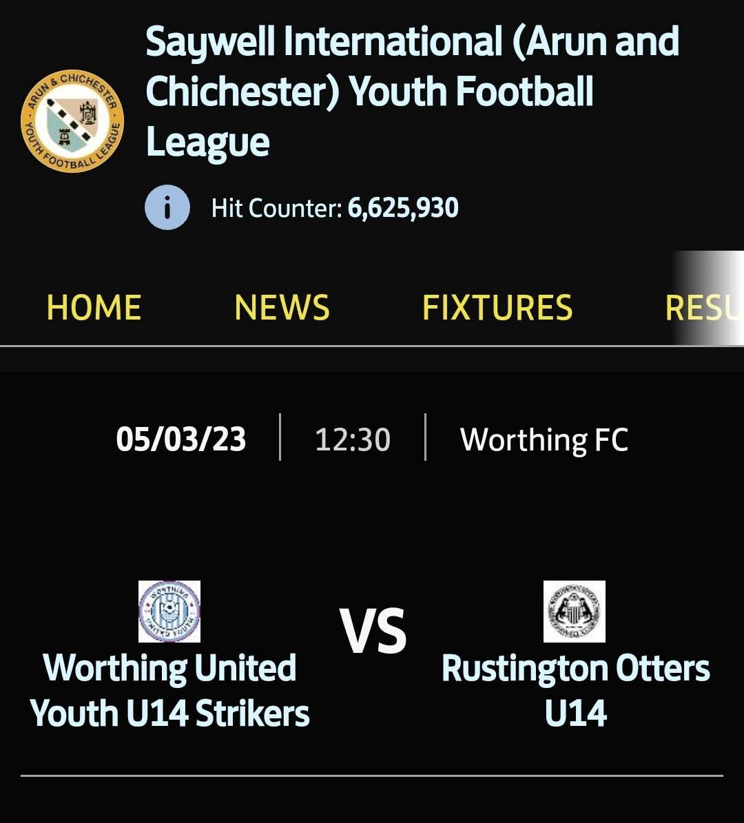 Next match this Sunday, the Challenge cup final, 12.30pm ko. at 
The Crucial Environmental Stadium
Woodside Road
Worthing
West Sussex
BN14 7HQ