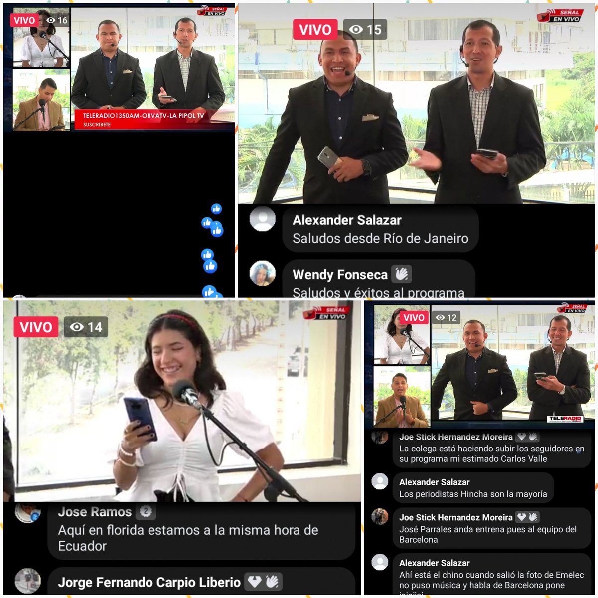 Gracias a los amables televidentes 📺🔊 por su sintonía 📊 #Futboleando de lunes a viernes 09H30 *tenemos vistas en VIVO durante todo el programa* no reproducciones de 1 segundo. 😁🤷‍♂️ con la producción de @orvatv_canal_3 y a través de @teleradioec