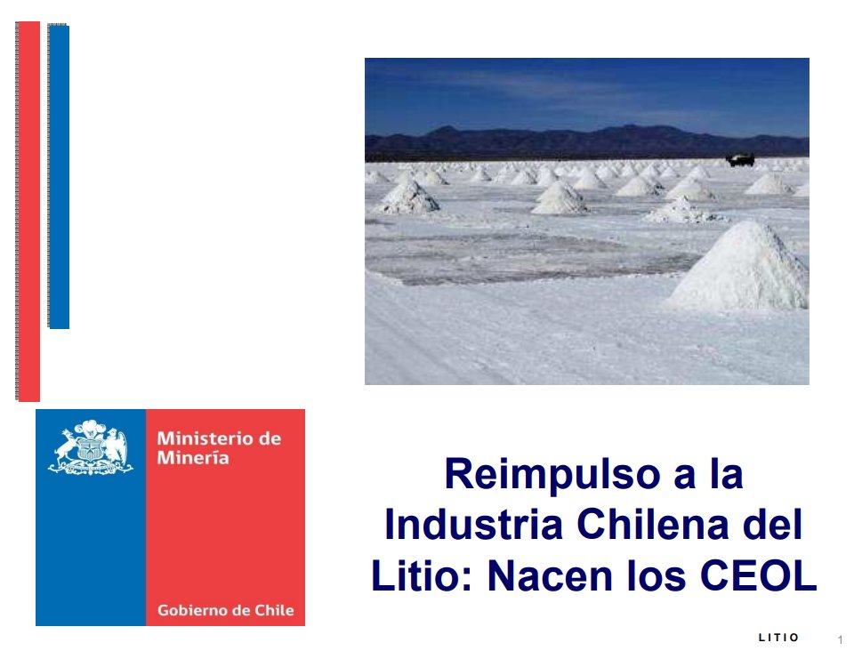 Translation:

Boost to the
Chilean industry of
Lithium: CEOLs are born