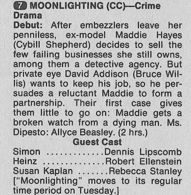RetroNewsNow on Twitter "📺'Moonlighting' DEBUT (TV Guide, March 3, 1985)"