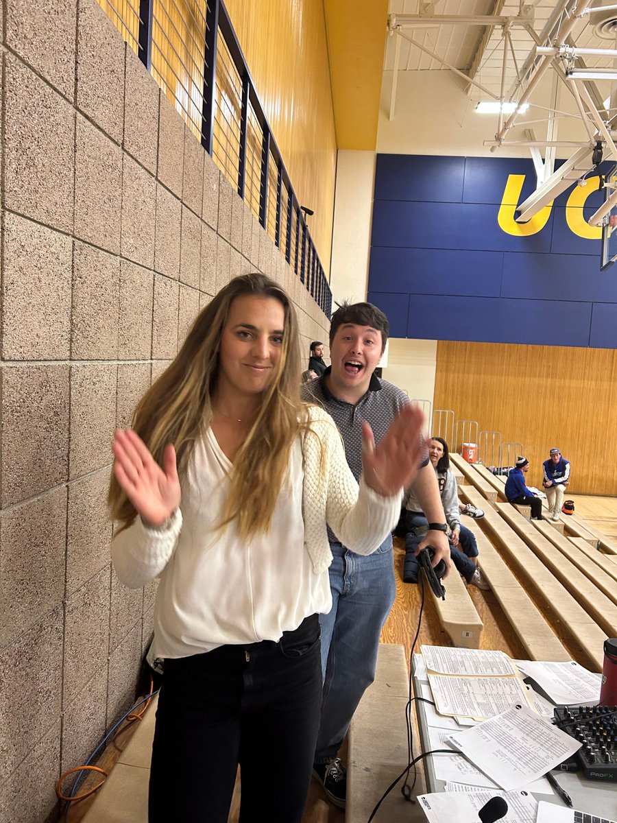 fallvideoteam's tweet photo. Time outs are fun at volleyball with our broadcasters #MaxKelton and #KatieSpieler. Join Fall Productions for our baseball and volleyball broadcasts tonight and then baseball Saturday and Sunday. #FallProductions #Fallvideoteam  #mensvolleyball #gauchobaseball https://t.co/Nrbdj4mAX8