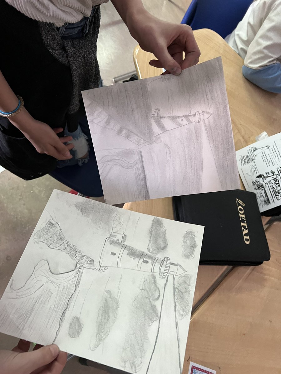 CCAgrade5's tweet photo. We needed some community building this afternoon. A lot of changes in grade six this week. So, why not analyze the symbolism of lighthouses - hope &amp; refuge. A safe place. And then…do some art! These are stunning! @CochraneAcademy #rvsed https://t.co/TjabInIwxV