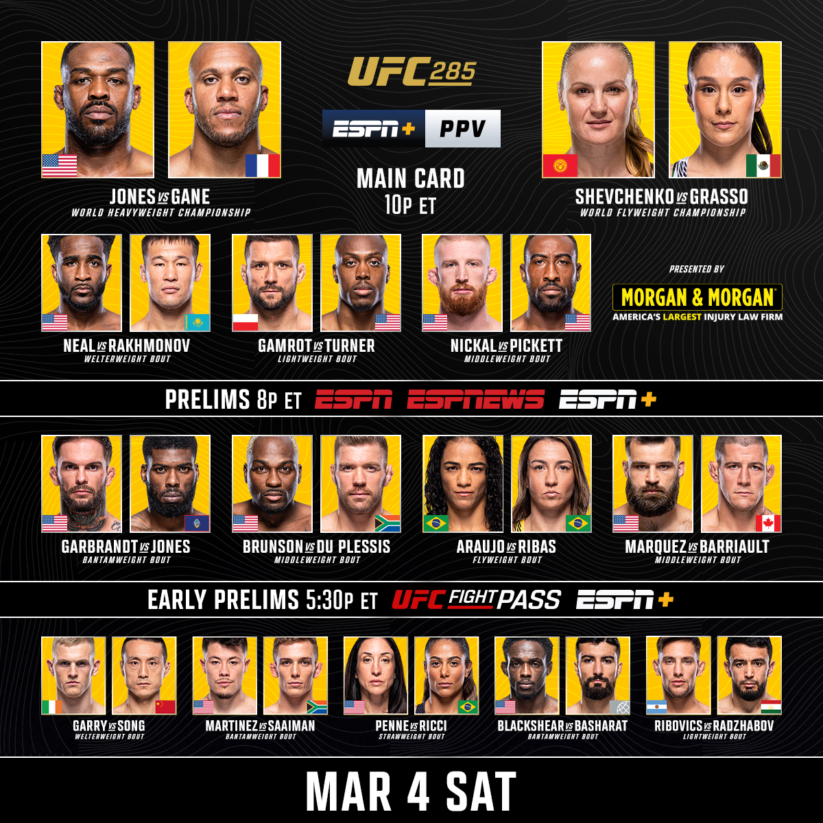 UFC on Twitter: "WHAT. A. CARD. 🤩 #UFC285 goes down TONIGHT!!! [ B2YB