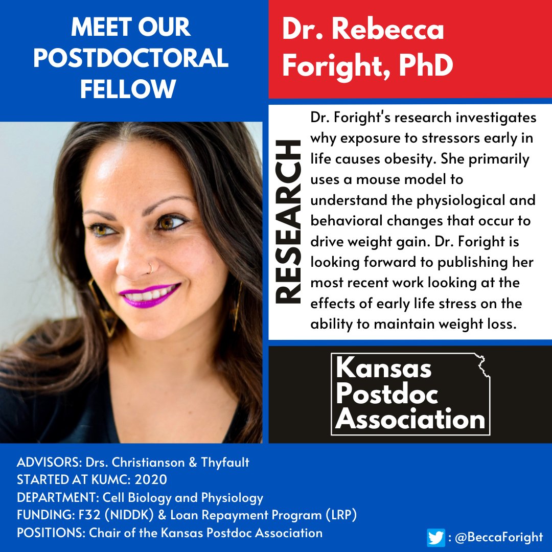 KansasPostdocs's tweet photo. Happy Follow a Postdoc Friday!! We're excited to introduce you to a few more KPA Board Members. Drs. Foright, Nyimanu, and Weaver
@BeccaForight https://t.co/dz5klfHNBO