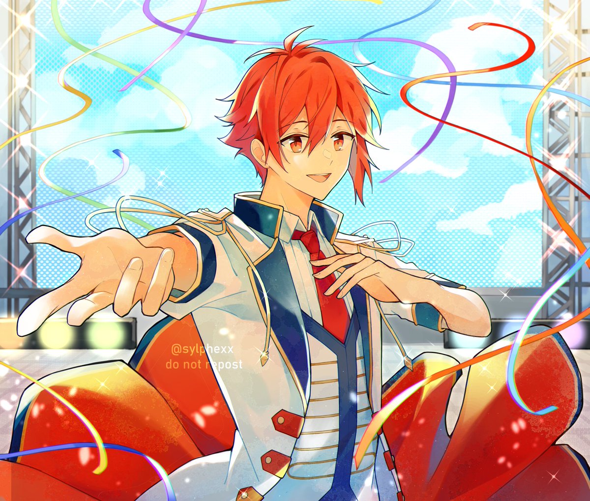 1boy male focus solo necktie idol red hair idol clothes  illustration images