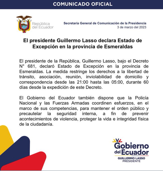 Presidente de Ecuador decreta estado de excepción en Esmeraldas | Noticias  | teleSUR