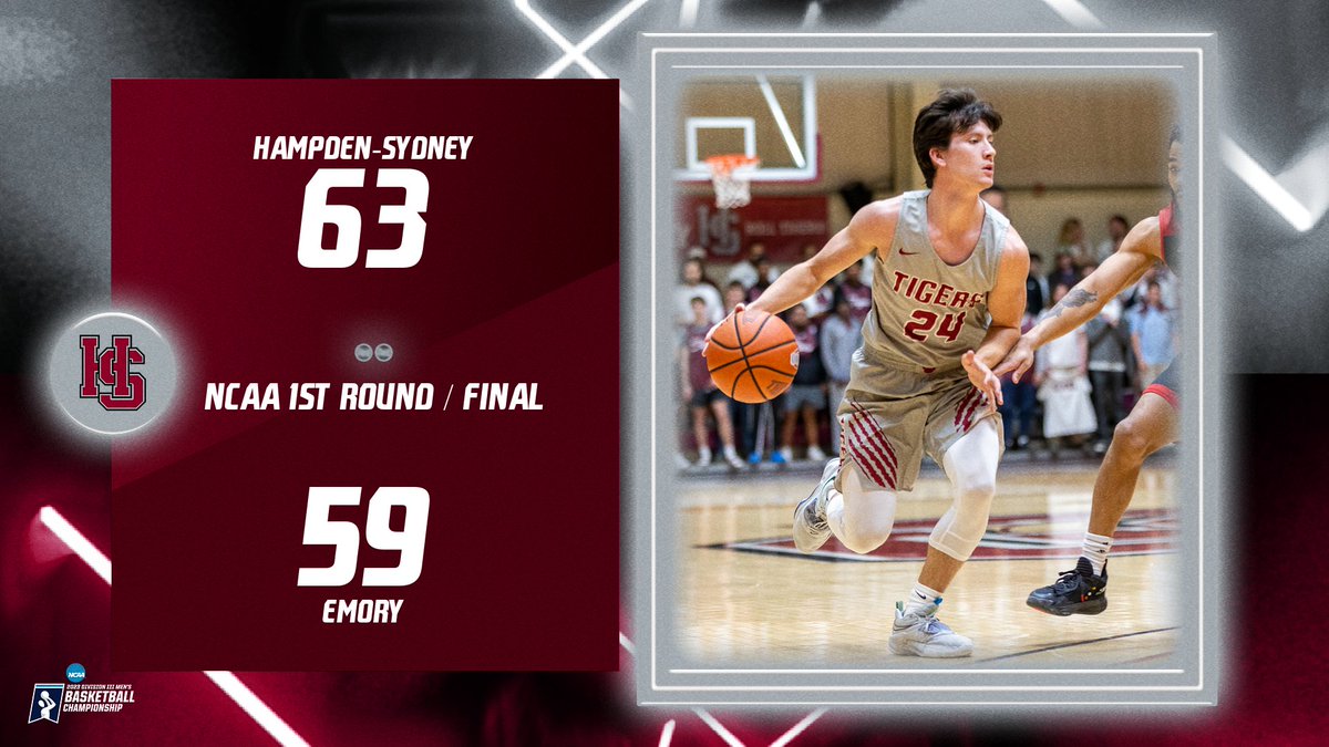 HSCathletics's tweet photo. FINAL | @HSCBasketball defeats visiting Emory 63-59 | Adam Brazil with 18 points, Ryan Clements with 14 points and Davidson Hubbard with eight points and 13 rebounds - advance to play CNU on Saturday night at 7:20 p.m. in second round. #RollTigers🐅 #GID #SOE #ODAC #NCAA #d3hoops https://t.co/BrLAgOoHrP