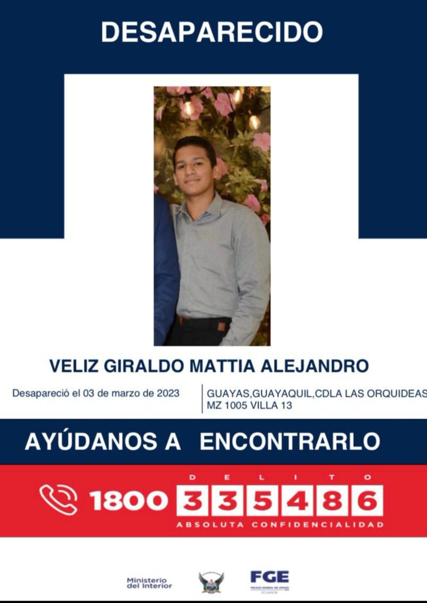 stefaveliz's tweet photo. Por favor si alguien sabe su paradero llamar al 0939891185, mi sobrino está desaparecido. https://t.co/l2z5TQtmSq