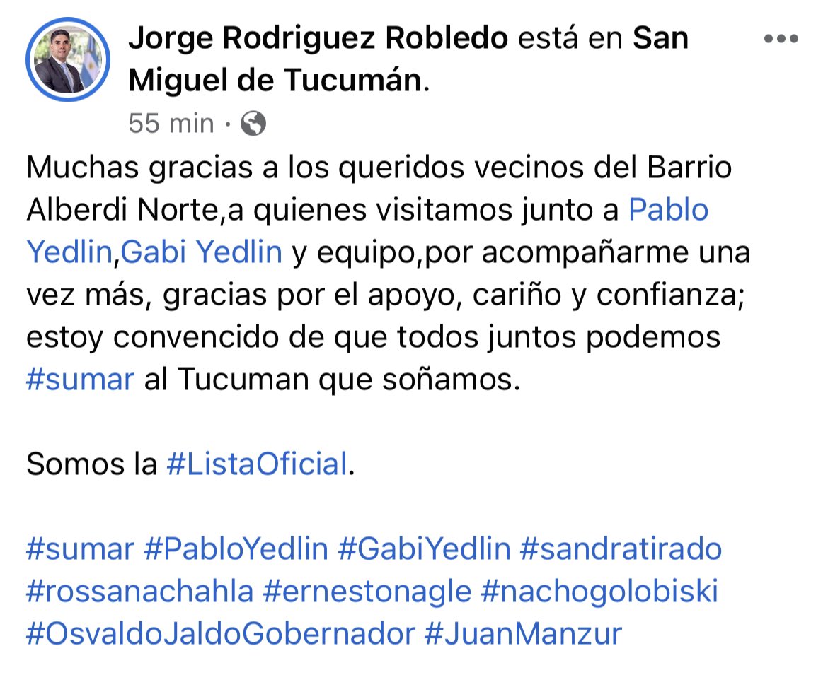 JRRSumar's tweet photo. @JRRSumar @pyedlin @gabiyedlin @JuanManzurOK @OsvaldoJaldo @RossanaChahla #Listaoficial https://t.co/OyZ4RXgxSH