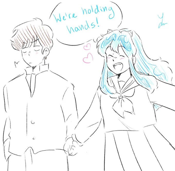 they're holding hands!!!! #uruseiyatsura #atalum 
