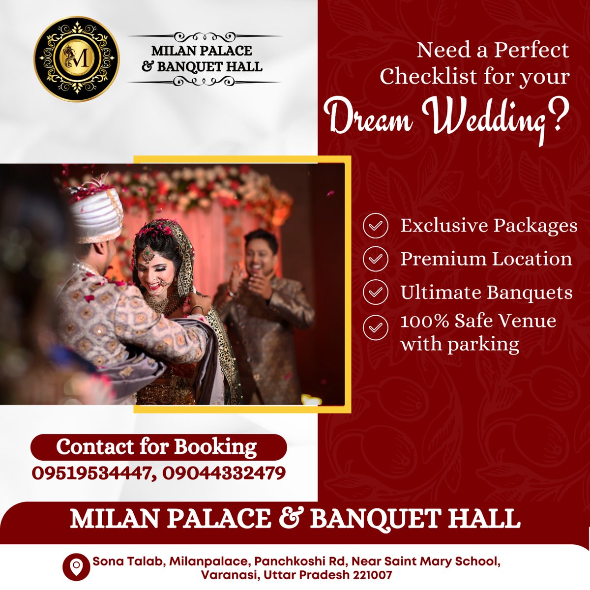 milan_palace's tweet photo. Milan Palace &amp; Banquet Hall the best destination for your perfect occasions.
❤️Wedding Ceremony
💙Engagement
💛Haldi
💚 Mehendi 
🖤Reception
💜Birthday Party
🤍Conference

*Milan Palace Banquet Hall *
🙋Contact us: 
☎: 095195 34447 / 09044332479
.
.
.
#banquets #happilyeverafter https://t.co/lgLiAwkYBd