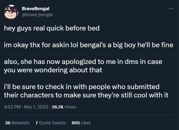 LittleBlackBi10's tweet photo. @incarusVT @jiyabratvt Since you've been at this a few times already, Unless the artist says otherwise, She doesn't have to cater to whatever it is that YOU are demanding. Especially when it's already been settled. Let them both move on. https://t.co/woJXKRBPbe
