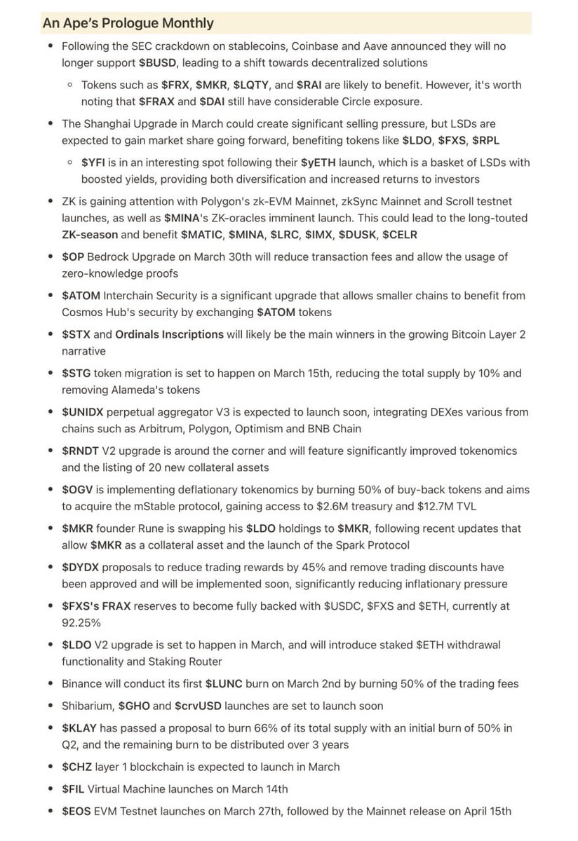 Những sự kiện quan trọng trong tháng 3

Zk, Shanghai, OP sẽ là 3 yếu tố nổi bật

Ngoài ra, còn 1 đống hidden gem trong này

You know what I mean 😎

Update: NFT-Fi sẽ đến nhưng lâu nhé. Mình vẫn đang trên tàu 🫡