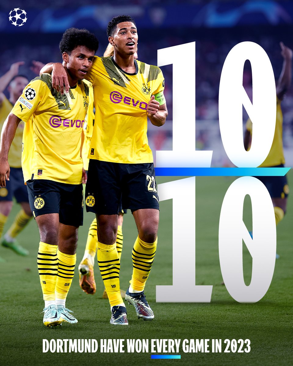 10 wins out of 10 for Dortmund since the start of 2023 ✨

#UCL…