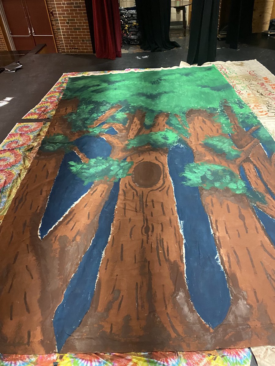 Full day of scenic painting for the upcoming production of Cinderella!!