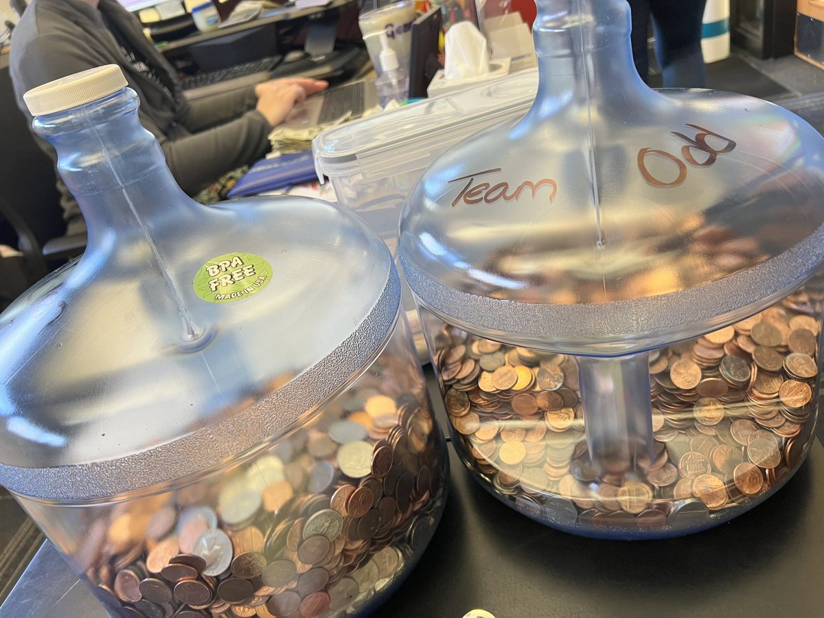 We finished up our change wars at #BeCrescent earlier this week, and I have to say, for a small school, they crushed it. Team Odd (1st, 3rd, and 5th) raised $545.42 and Team Even (K, 2nd, and 4th) raised $516! Over $1,000 dollars in a week! Way to go, Crescent. #BeCrescent #cbcsd