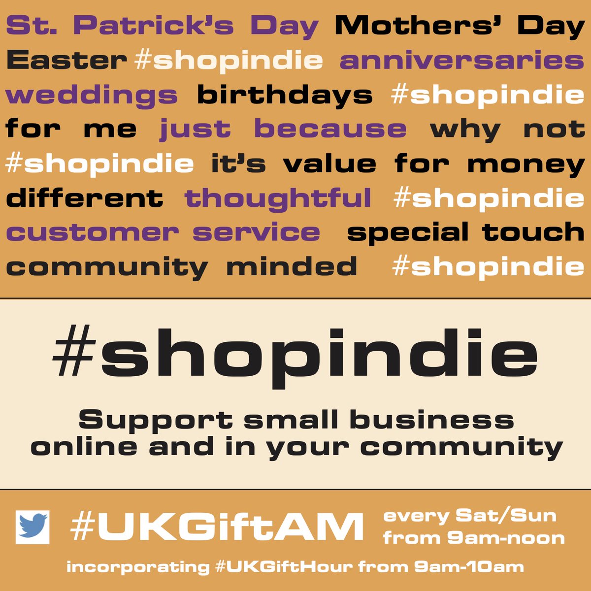 HALF-HOUR ALERT! Help make some #SaturdayMorning noise for #shopindie, join us on #UKGiftHour #UKGiftAM at 9am. Good company and original and thoughtful #giftideas from UK indies &amp; creatives for all occasions. Always a welcome, hope to see you 🤗 #planahead