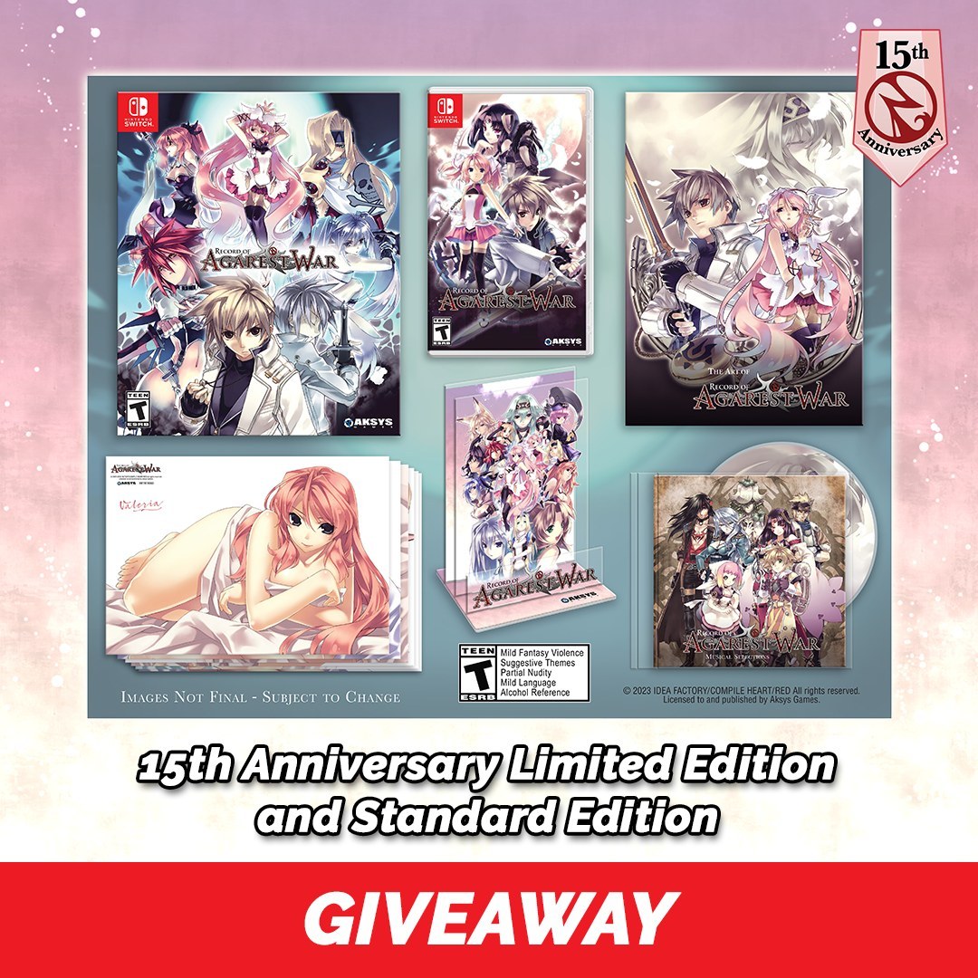 aksysgames's tweet image. Bring peace to their beleaguered world, even at the cost of their own souls.

Enter the #GleamGiveaway for a chance to win LE, physical, and digital copies of Record of Agarest War for #NSW!

Entries are open now and closes Mar 15 @ 11:59pm PT. Good luck!

gleam.io/competitions/Q…