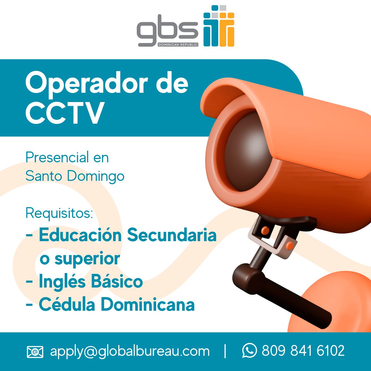 📣 ¡Atención Santo Domingo! 📣 Estamos buscando un Operador de CCTV para unirse a nuestro equipo en #GBSdr. Si tienes lo que se necesita, no pierdas esta oportunidad de unirte a la #GBSfamily. ¡Aplica hoy mismo! 🤩
#Vacancies #OpenJob #Hiring #applynow #openpositions #openhouse