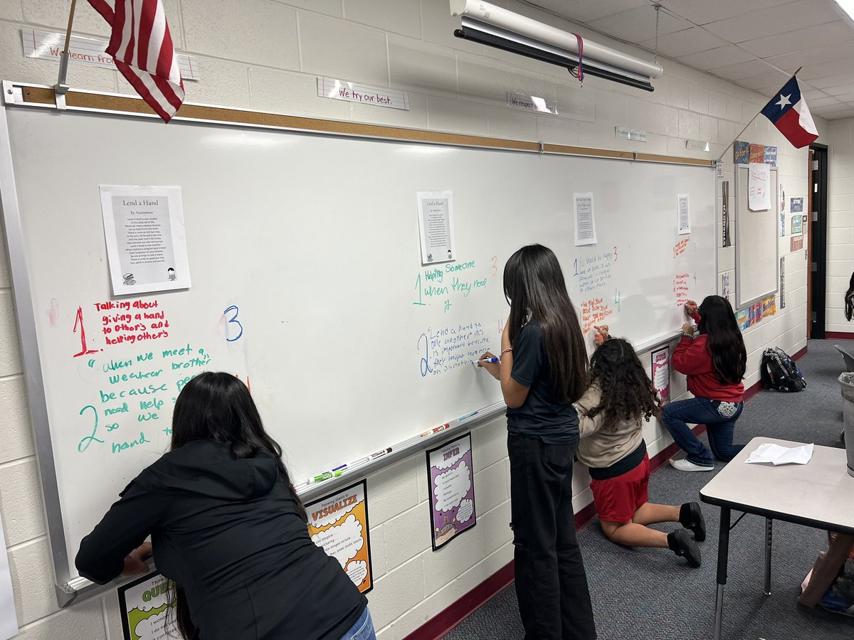 wegener89's tweet photo. While working on poetry set up a process to lead to a theme.  Then have them talk about it. The kiddos really liked working on poetry and writing on the board!  Analyzing poetry can be fun and engaging for all students! https://t.co/xpUZqONWI6