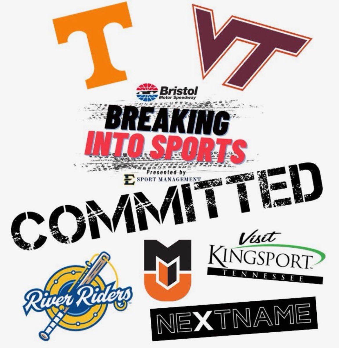 Staffers from Virginia Tech Athletics & University of Tennessee, Knoxville will be on-hand at #BreakingIntoSports as well #ElizabethtonRiverRiders, Milligan University Athletics, Kingsport Chamber/#VisitKingsport Sport Marketing, NextName at Bristol Motor Speedway and Dragway! https://t.co/DiLdJ4Bnvp
