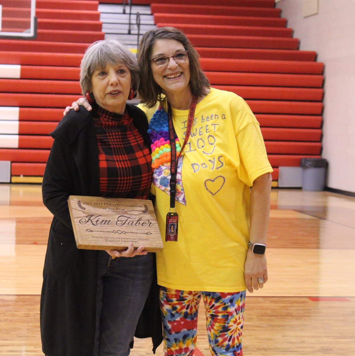 PlattsburgHS's tweet photo. So proud to get to work with Kim Taber every day at PHS. Congrats on being recognized as the Missouri Council for Exceptional Children's 2022-2023 Paraprofessional of the Year! It's an honor to have you on our team. https://t.co/OEaTGeA5yc