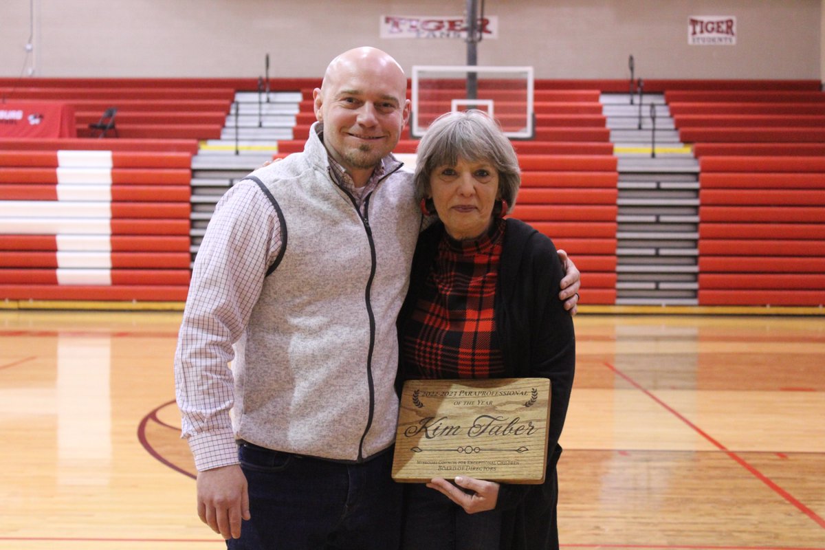 PlattsburgHS's tweet photo. So proud to get to work with Kim Taber every day at PHS. Congrats on being recognized as the Missouri Council for Exceptional Children's 2022-2023 Paraprofessional of the Year! It's an honor to have you on our team. https://t.co/OEaTGeA5yc