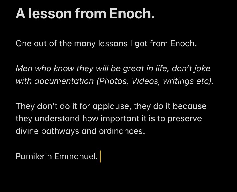 emmanuelpixels's tweet photo. One out of the many lessons I got from Enoch. 
Never Joke with documentation. 

Thank you so much @dbamiloye for the beautiful movie. 

#Enoch_themovie #EAA81 #Enoch https://t.co/H66l1vhEfW