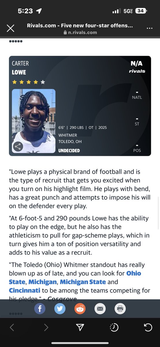 big_carter72's tweet photo. BLESSED to receive 4 stars from @Rivals !!!! https://t.co/QRSgHvqUze