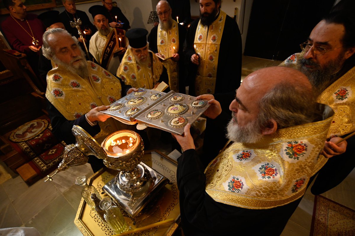 I'm honoured and grateful that the Chrism oil that will be used to anoint His Majesty The King was consecrated in Jerusalem today by 
His Beatitude Patriarch Theophilos III and the Anglican Archbishop in Jerusalem.